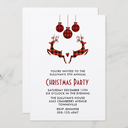 2 Uitnodiging voor kerstreindeer Jumping Rustic Pa (Voorkant / Achterkant)