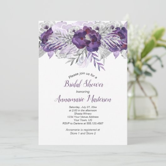 #2 Ultra Violet Lavendel Grijs Bloemen Vrijgezelle Kaart (Staand voorkant)