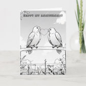 2 valken op een hek post kleurverjaardag kaart (Voorkant)