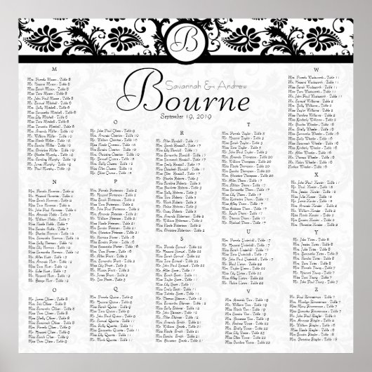 #2 van 2 zwarte witte Damaseropnameslagkaart Poster (Voorkant)