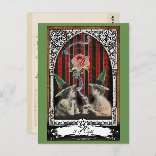 2 van het Briefkaart Cups Victoriaans Witch Tarot (Voorkant / Achterkant)