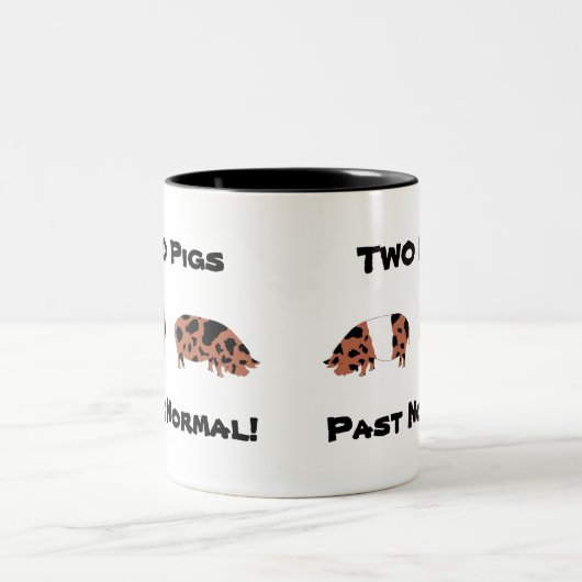 2 Varkens waren normaal! - KuneKune Pet Pigs Tweekleurige Koffiemok (Center)