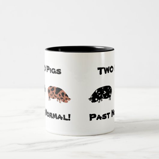 2 Varkens waren normaal! - KuneKune Pet Pigs Tweekleurige Koffiemok (Center)
