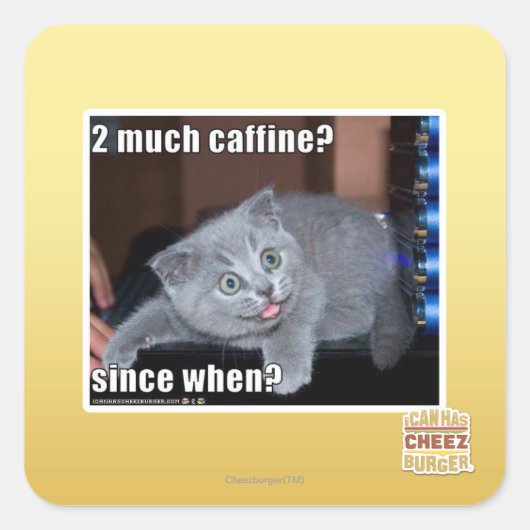 2 veel cafeïne? vierkante sticker (Voorkant)