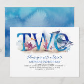 2 Verjaardag Uitnodiging Ocean Underwater World (Voorkant / Achterkant)