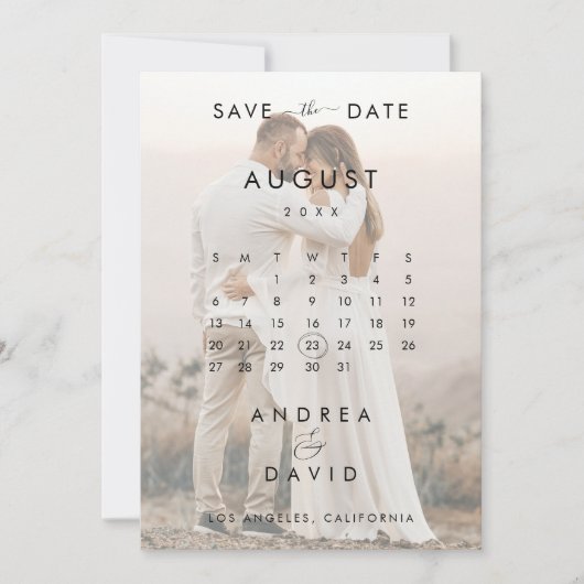 2 Vervaagd Fading Foto's Ampersand Kalender Bruilo Save The Date (Voorkant)