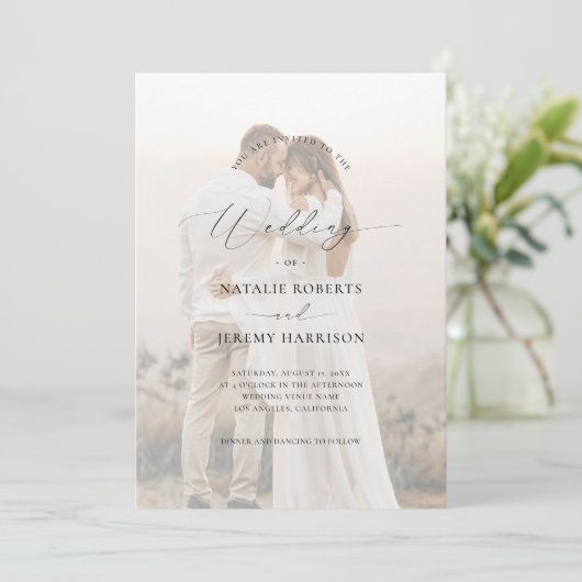 2 vervaagde Afbeeldingen Witte foto overlay bruilo Kaart (Staand voorkant)