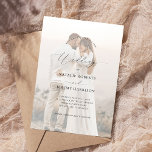 2 vervaagde Afbeeldingen Witte foto overlay bruilo Kaart<br><div class="desc">Kondig uw dag aan met deze moderne huwelijksuitnodiging, met 2 vervaagde foto's met een zachte witte overlay, elegante scriptkalligrafie en een schoon, romantisch ontwerp. Perfect voor casual chique bruiloften, deze delicate uitnodiging combineert transparante foto-effecten met een gepersonaliseerd monogram voor een tijdloze look. Een mooie keuze voor een transparante foto bruiloft...</div>