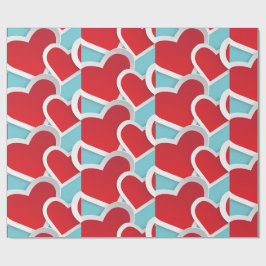 2 vet rood hart herhalend patroongeluid cadeaupapier