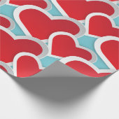 2 vet rood hart herhalend patroongeluid cadeaupapier (Hoek)