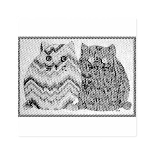 2 Vetkatten #1 Rubberstempel (Afrduk)