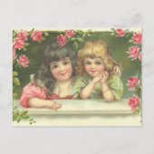 2 Victoriaans meisje Rozen  Briefkaart (Voorkant)