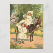 2 Victoriaans meisjes op het  Briefkaart van paard (Voorkant)