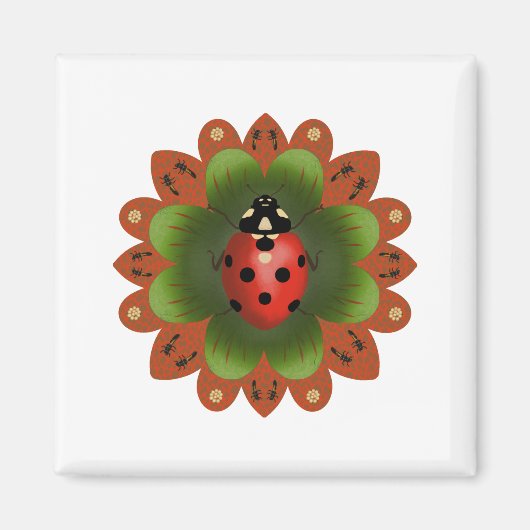 2"Vierkante Ladybug Magneet (Voorkant)