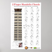 2 Vinger Mandolin Chords en Fretboard Poster (Voorkant)