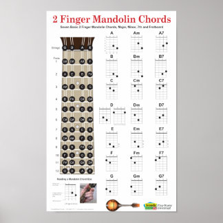 2 Vinger Mandolin Chords en Fretboard Poster