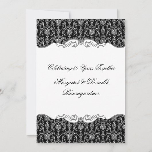 #2 Vintage Damask 25e trouwjubileum Kaart (Voorkant)