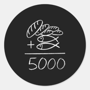 2 vissen 5 broden Jezus voedt de 5000 christenen Ronde Sticker