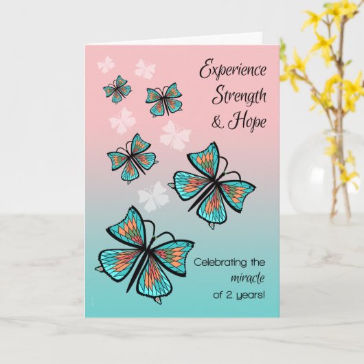 2 Vlinders van de Verjaardag van de Terugwinning Kaart (Gele Bloem)