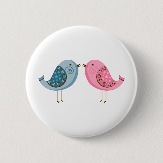 2 Vogels Ronde Button 5,7 Cm (Voorkant)