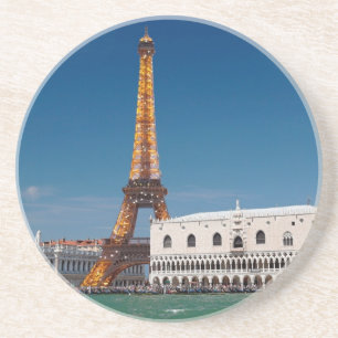 2 voor 1 Venetië en Parijs - Gemengde wereld Zandsteen Onderzetter