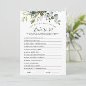 2 Vrijgezellenfeest Spelletjes Elegante Eucalyptus Kaart (Staand voorkant)