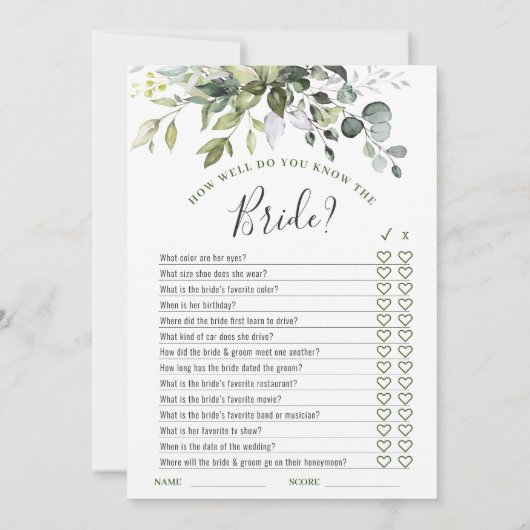 2 Vrijgezellenfeest Spelletjes Elegante Eucalyptus Kaart (Achterkant)