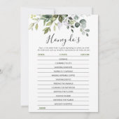 2 Vrijgezellenfeest Spelletjes Elegante Eucalyptus Kaart (Achterkant)