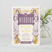 2 Vrouwen en Lelies Letterpress Stijl Trouwen Kaart (Staand voorkant)