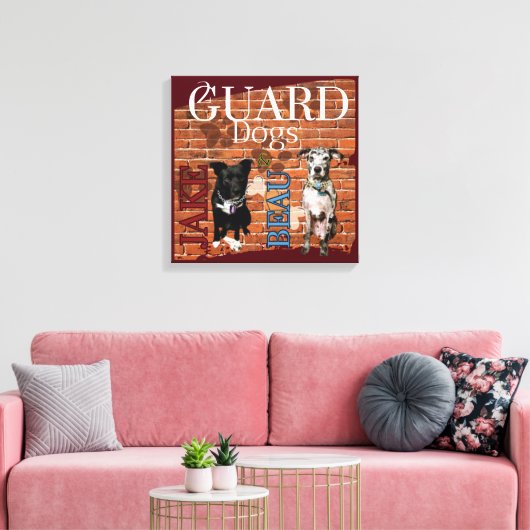 2 waakhonden canvas afdruk (Insitu (Woonkamer))