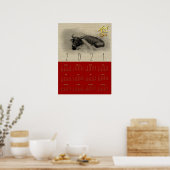 2 Water Buffalo Chinese Ox Nieuwjaarsagenda 18x24 Poster (Keuken)