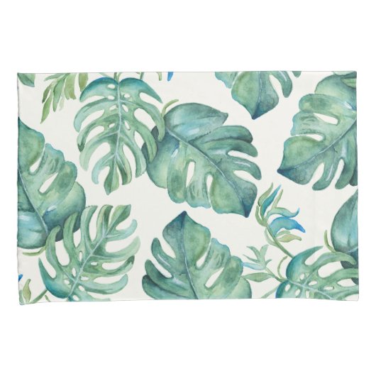 2 Waterverf Monstera Palm Leaf Kussensloop (Voorkant-Rechts)