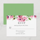#2 Waterverf Roze papaver Greenery RSVP Kaartje (Voorkant / Achterkant)