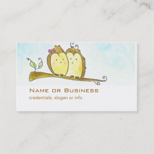 2 Waterverf van de bruine Eigenaars Visitekaartje (Voorkant)