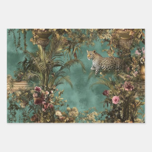 #2 Weelderige scène Leopard Foliage Inpakpapier Vel