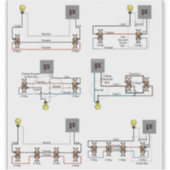 2-weg, 3-weg, 4-weg schakelschema's op één Sticker (Voorkant)