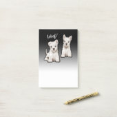 2 Westy pups aangepaste zwarte fade Post-it notiti Post-it® Notes (Op bureau)