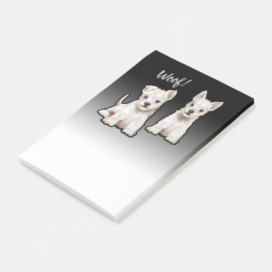 2 Westy pups aangepaste zwarte fade Post-it notiti Post-it® Notes (Schuin)