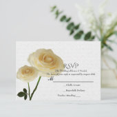 2 wit geschilderde Rozen Elegante bruiloft RSVP-ka RSVP Kaartje (Staand voorkant)