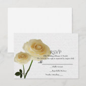 2 wit geschilderde Rozen Elegante bruiloft RSVP-ka RSVP Kaartje (Voorkant / Achterkant)