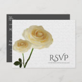 2 Wit geschilderde Rozen Elegante bruiloft RSVP Uitnodiging Briefkaart (Voorkant / Achterkant)