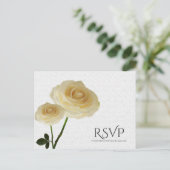 2 Wit geschilderde Rozen Elegante bruiloft RSVP Uitnodiging Briefkaart (Staand voorkant)