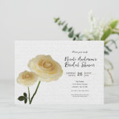 2 Witte Geschilderde Rozen Bruids Shower Uitnodigi Kaart (Staand voorkant)