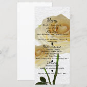 2 Witte Geschilderde Rozen Elegant Trouwmenu Kaart (Voorkant / Achterkant)