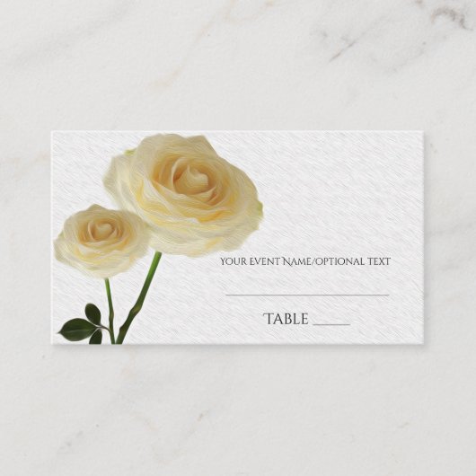2 Witte Geschilderde Rozen Elegante Plaatskaart Plaatskaartje (Voorkant)