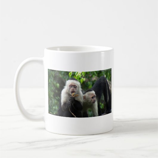 2 Witte gezicht Capuchin apen Koffiemok (Links)