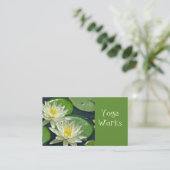 2 WITTE LOTUSBLOESEMS VISITEKAARTJE (Staand voorkant)