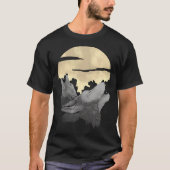2 wolves howl the moon at night t-shirt (Voorkant)