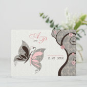 2 wordt 1 zoende Butterflies Weddenschap Kaart (Staand voorkant)