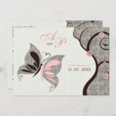 2 wordt 1 zoende Butterflies Weddenschap Kaart (Voorkant / Achterkant)